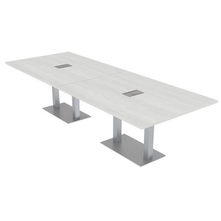 SKUTCHI DESIGNS 10Ft Rectangular Conference Table with Power And Data , 10 Person Modular Table, White Cypress HAR-REC-48X119-DOU-ELEC-WHITECYPRESS